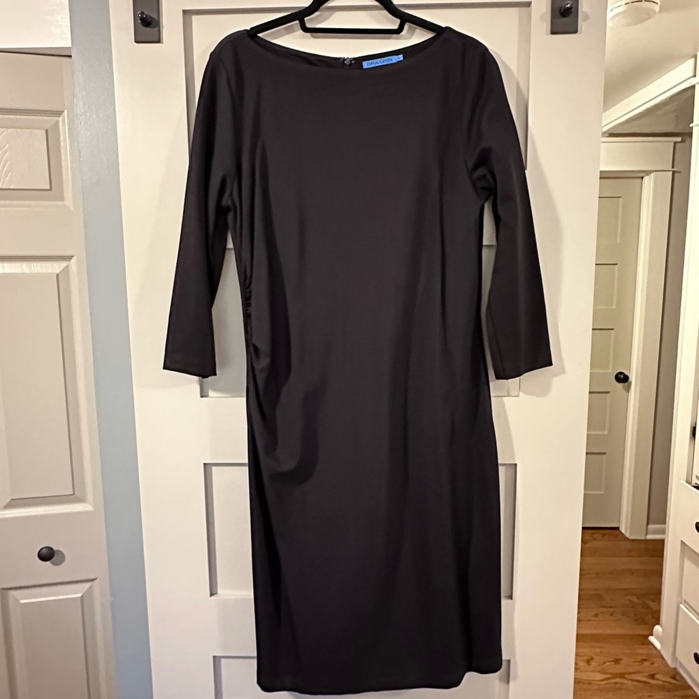 J. McLaughlin Black Boat-Neck Long Sleeve Dress